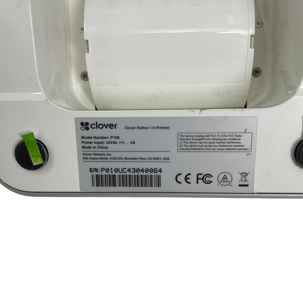 Clover C100 Touch Screen w/ P-100 Printer White #U3453