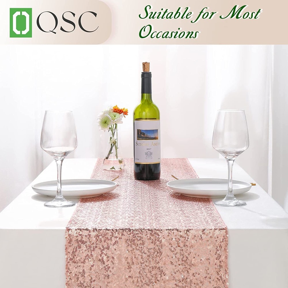 Rose Gold Table Runners 10 Pcs Table Decorations for Party Tablecloth Sequin ...