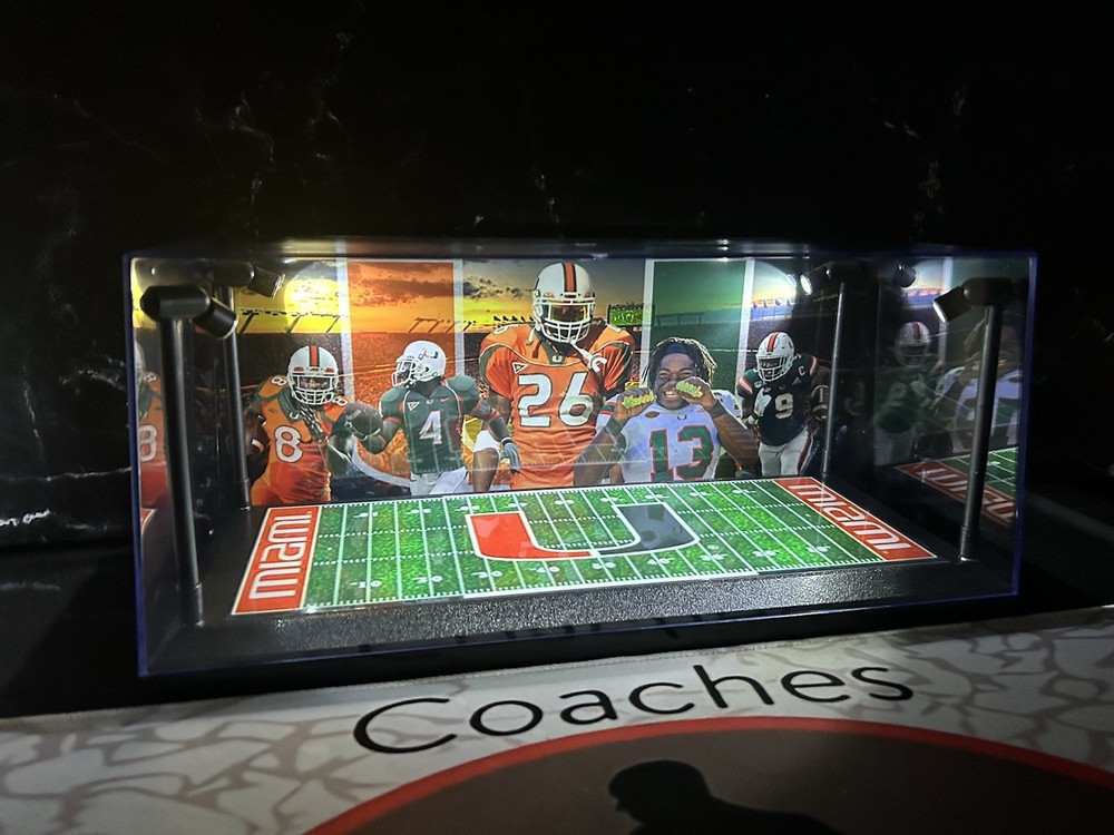 Miami Hurricanes Custom mini Helmet Display With LED Lights-The U