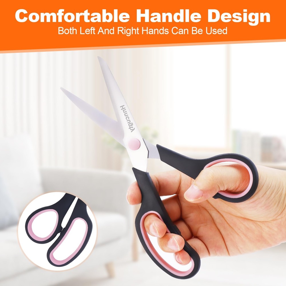 6 Pack Scissors for Office School 8 Inch All Purpose Bulk Sharp Shears Student