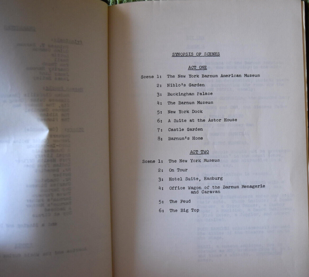 1980 " Barnum " Musical Original Screenplay Script