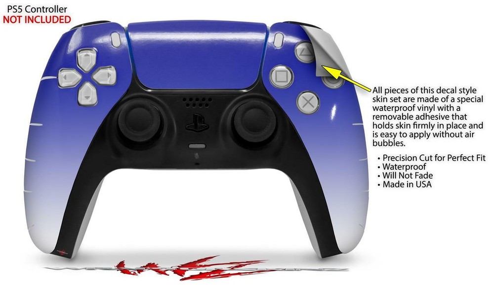 Skin Sony PS5 Controller Smooth Fades White Blue