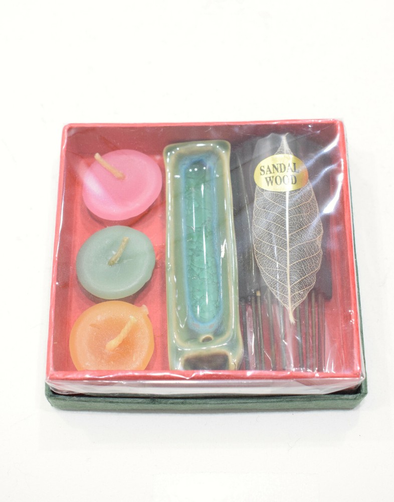 Incense Holders Ceramic Green & White Assorted Dishes with Candles