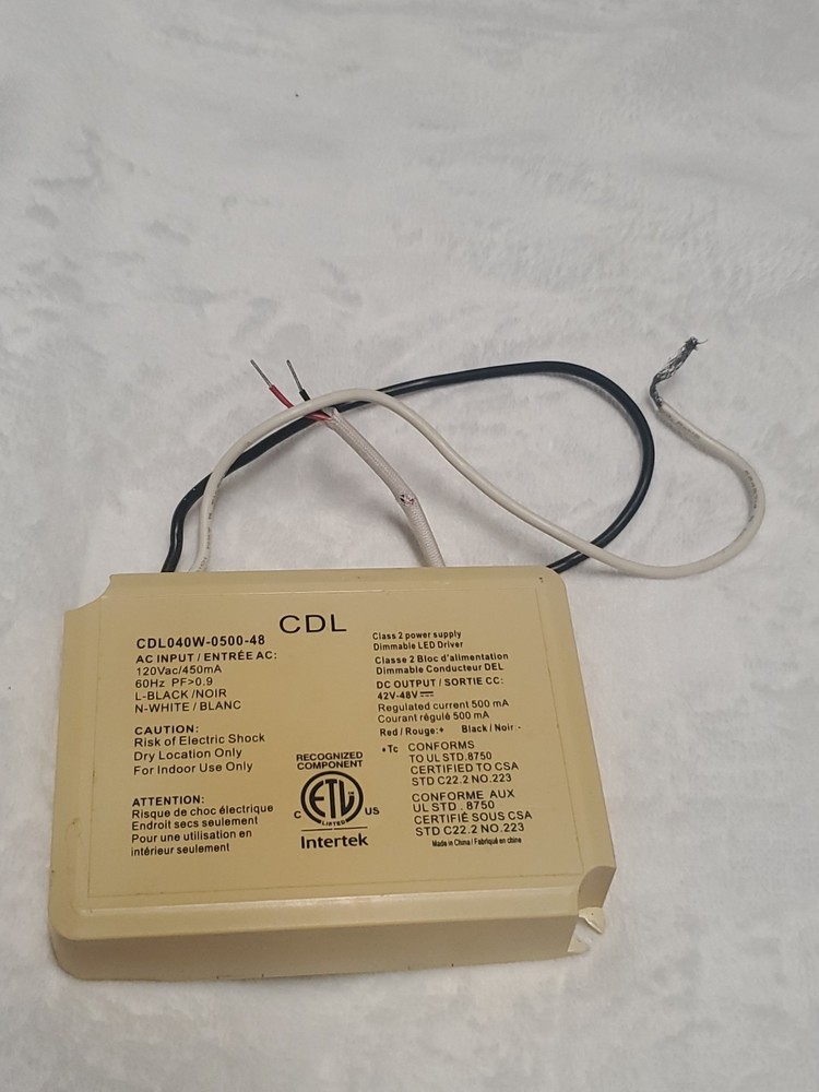 Intertek CDL040W-0500- 48 Class 2 Dimmable LED Driver