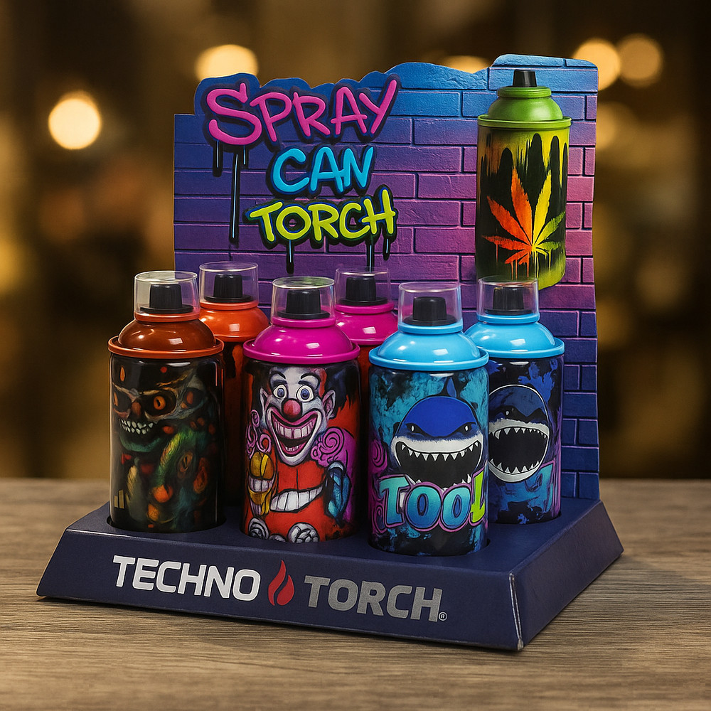Techno Torch Spray Paint Splots Design Can Lighter – 6CT Display