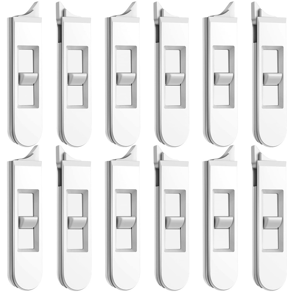 12PCS Window Latch Replacement Snap in Sliding Locks Vinyl Spring Loaded White