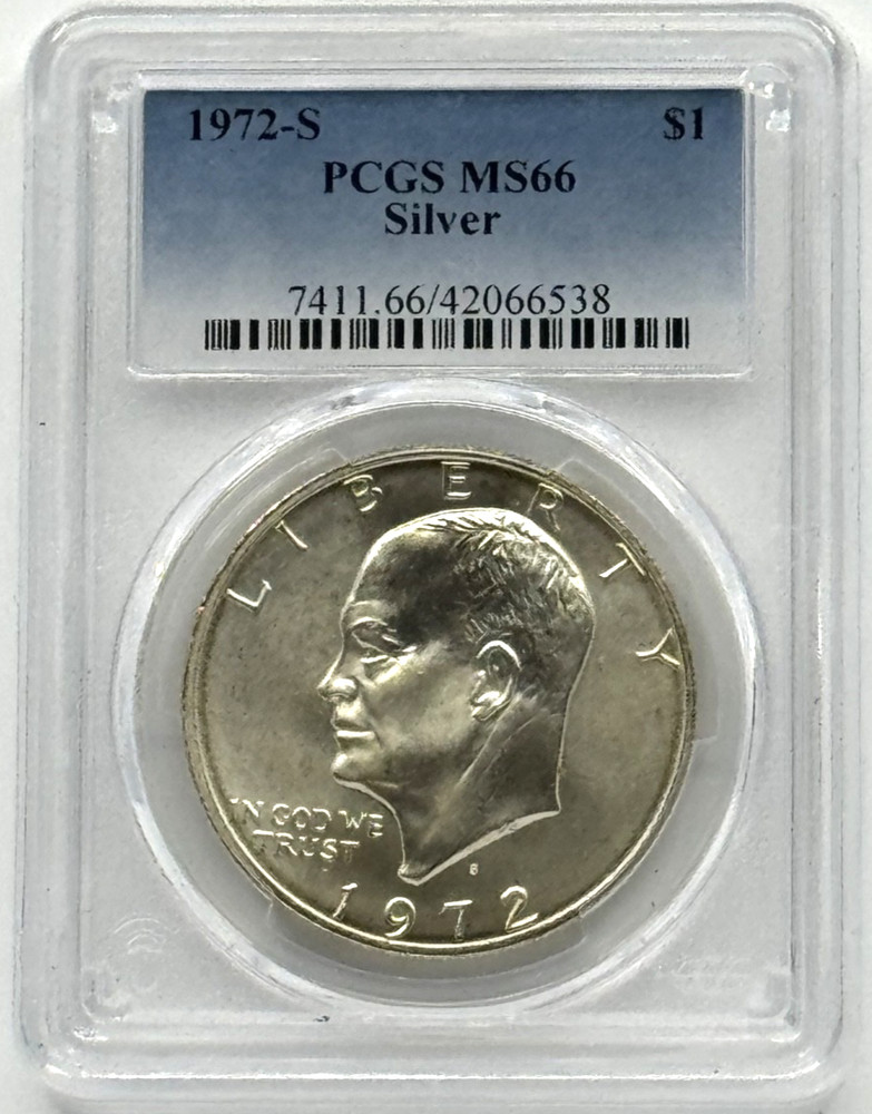 1972-S Eisenhower (Ike) Silver Dollar PCGS MS66 Blue Label