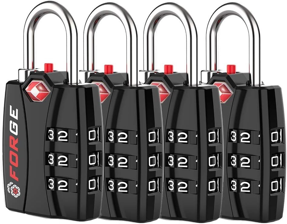 Forge TSA Luggage Combination Lock - Open Alert Indicator Easy Read Dials 4 Pack