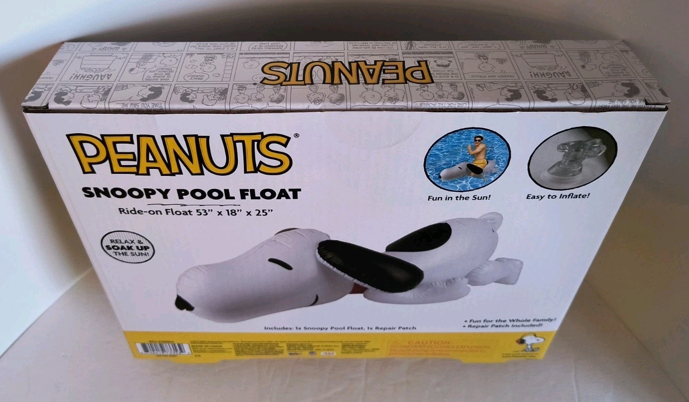 Peanuts SNOOPY Ride-On Pool Float 53" x 18" x 25" Relax & Soak Up the SUN! NEW!
