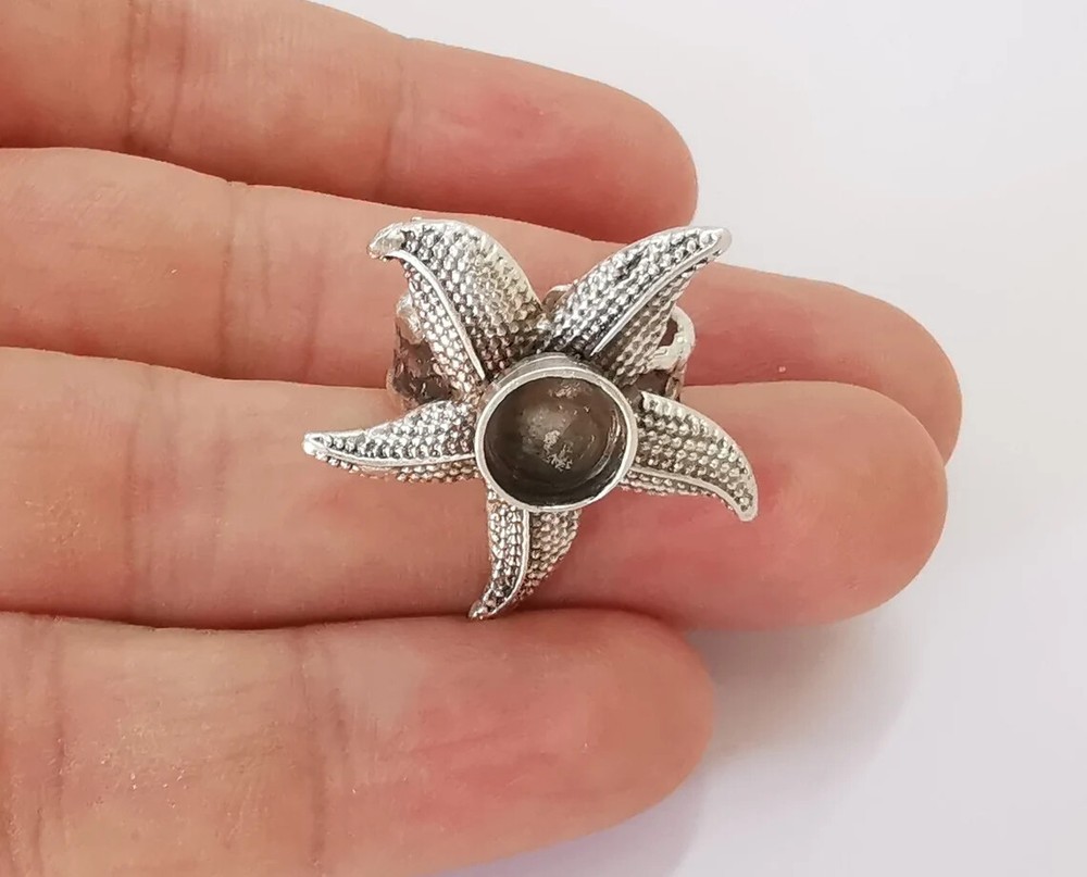 Starfish Ring Blank base bezel settings cabochon mountings Adjustable G25839