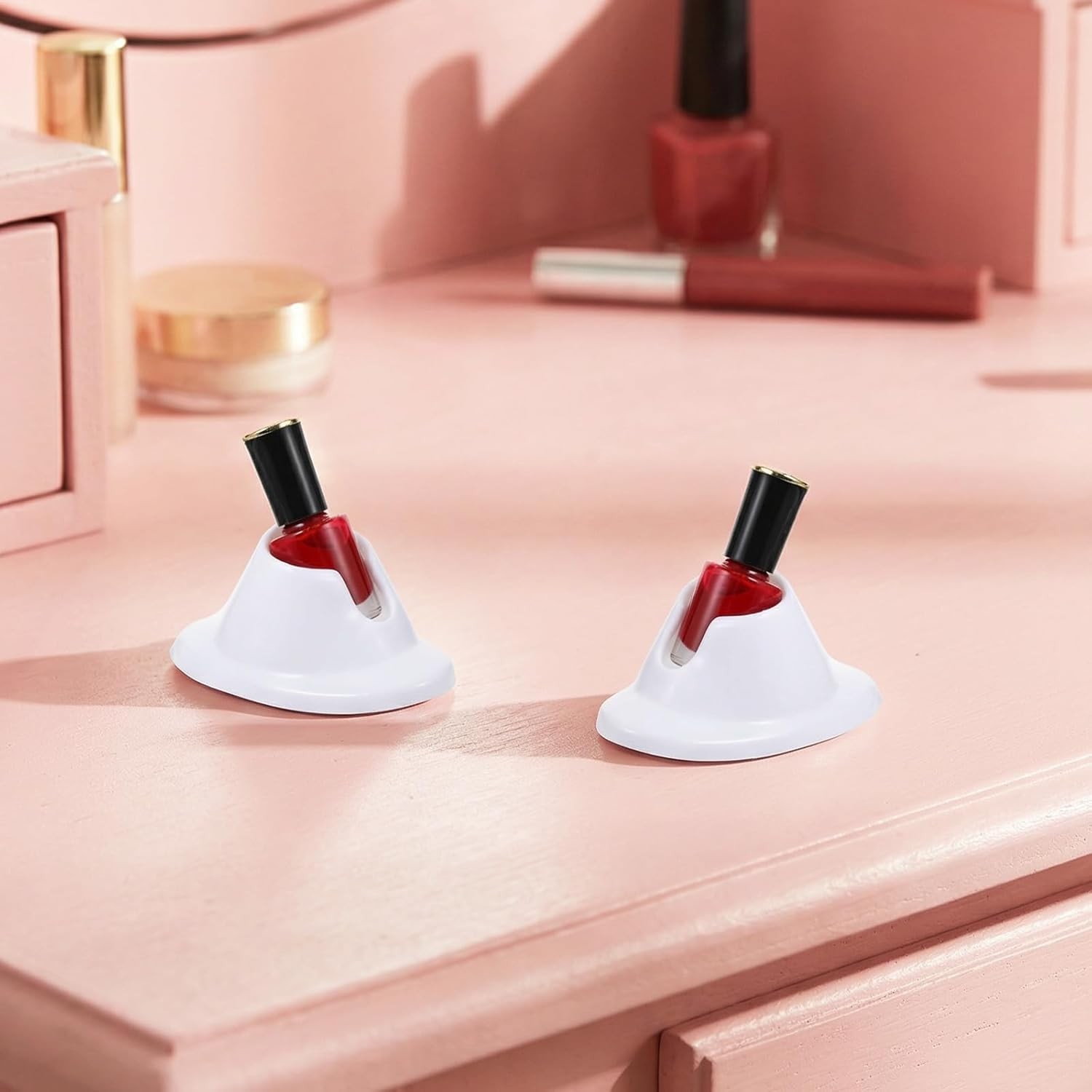 2pc Soft Rubber Nail Polish Bottle Holder Anti-Spill Silicone Manicure Stand 2