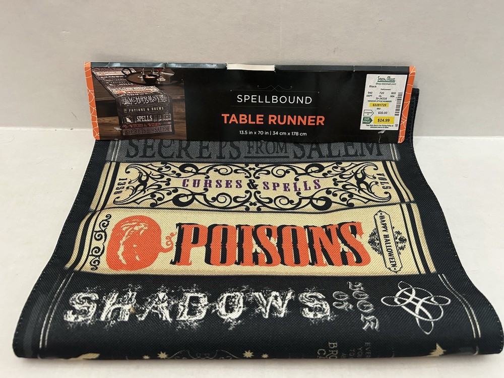“Spell Bound” Table Runner 13.5”x70” Halloween Decoration Witchy Decor