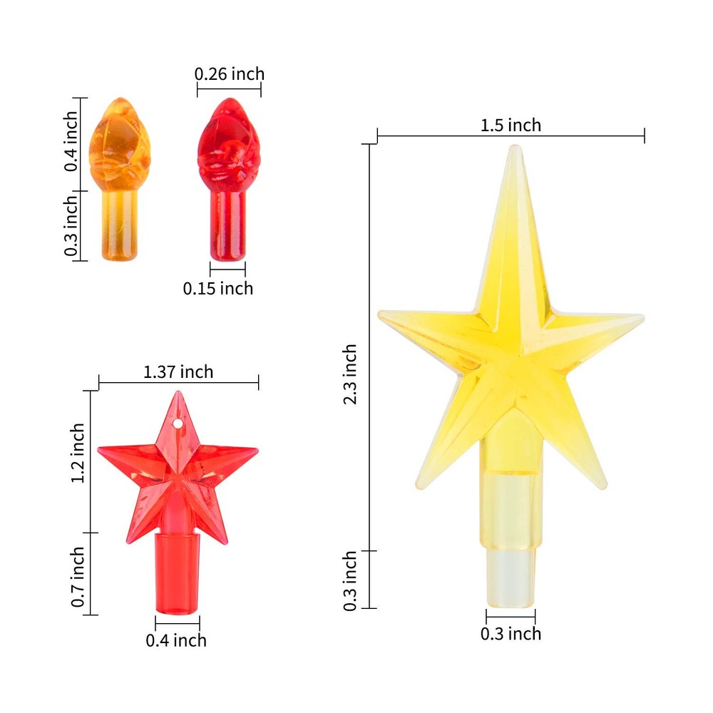 Replacement Lights Bulbs for Ceramic Small - 210PC, Assorted,yellow,white,red