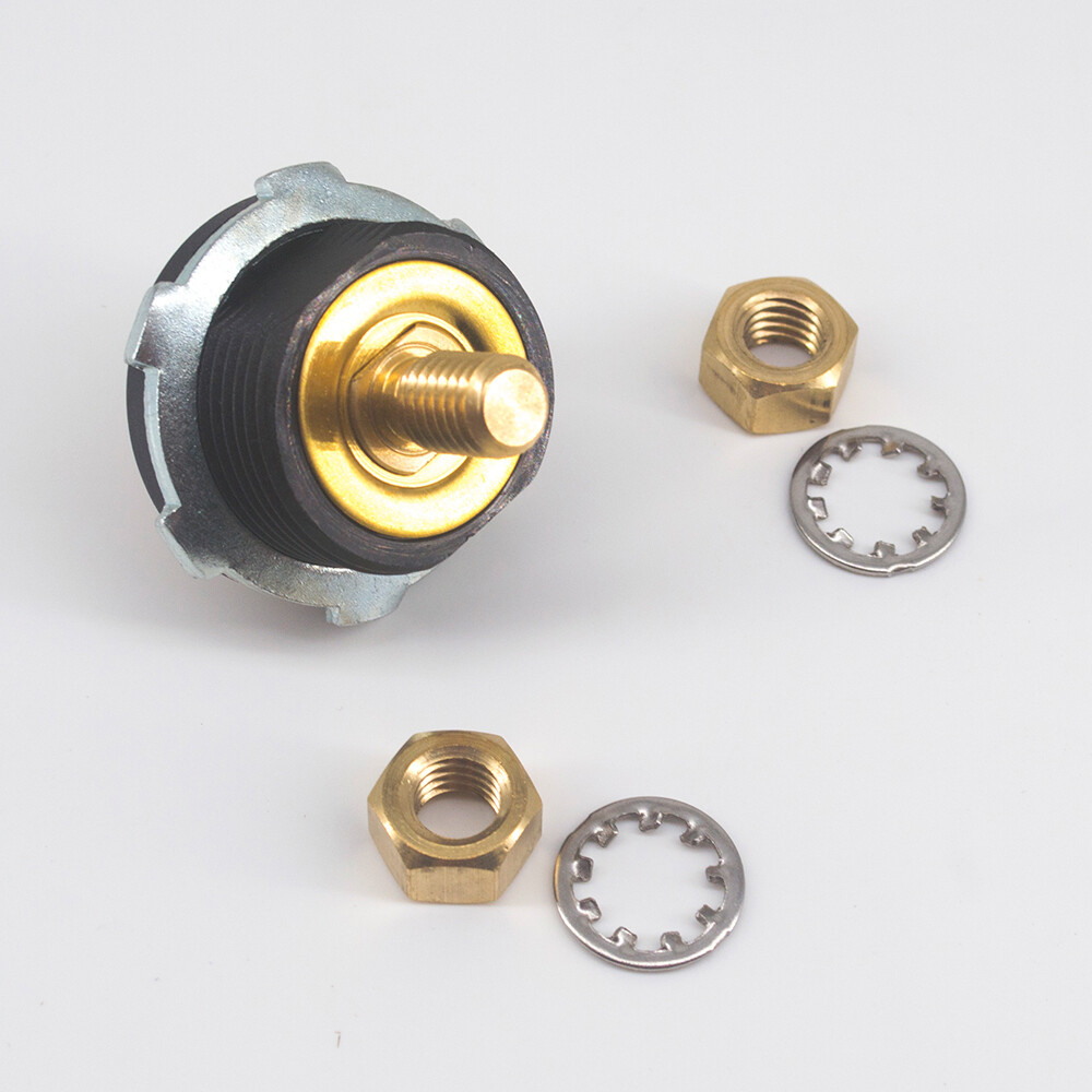 Blk Battery Terminal Bulkhead Feed-Thru Panel Negative Connector Post 3/8" Stud