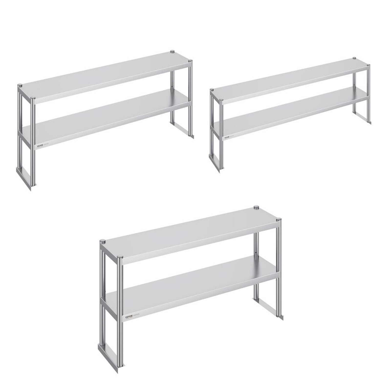 VEVOR Double Overshelf Stainless Steel Overshelf 12x60/48/72 in for Prep Table