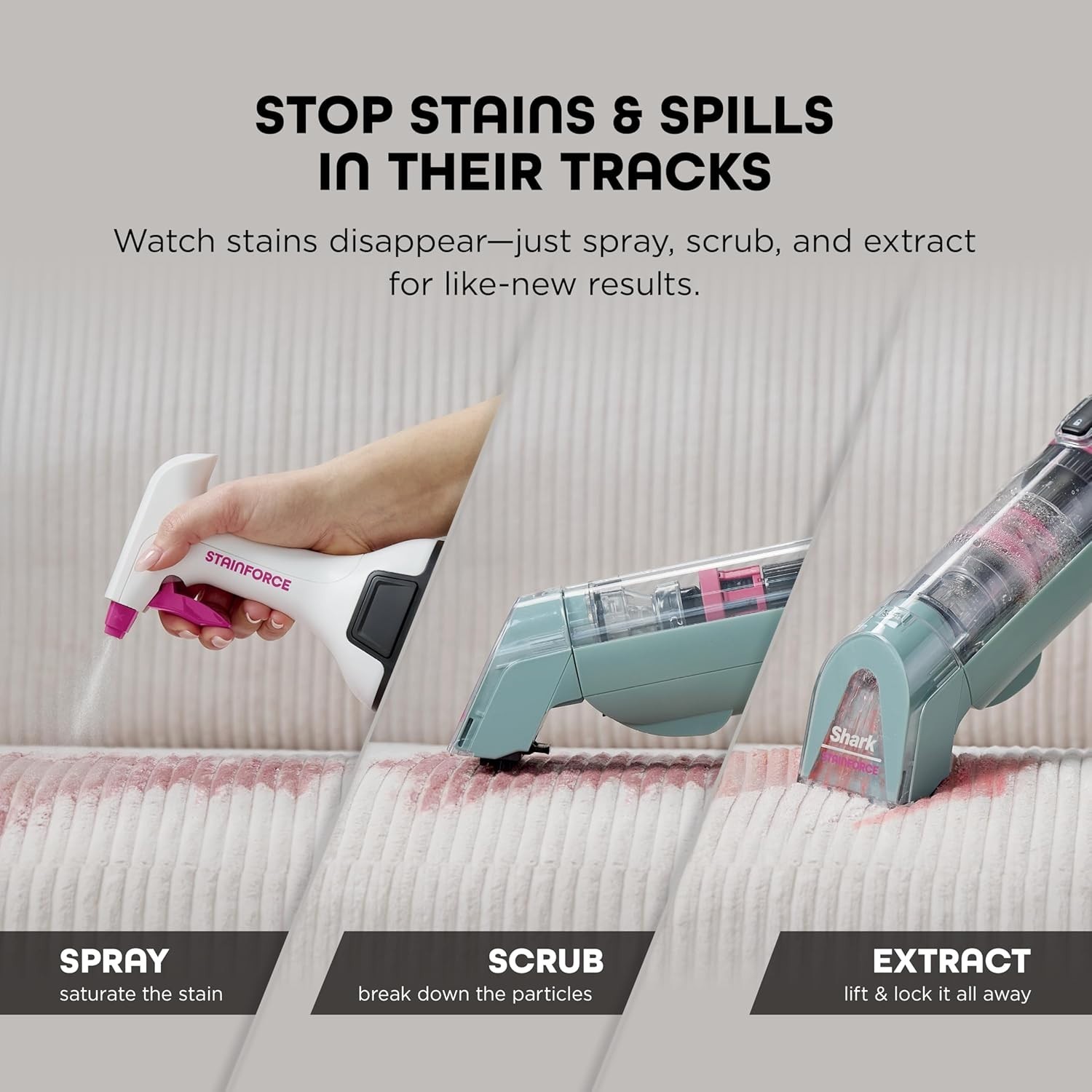 Shark StainForce Cordless Portable Spot, Stain, & Odor Remover System for Carpet