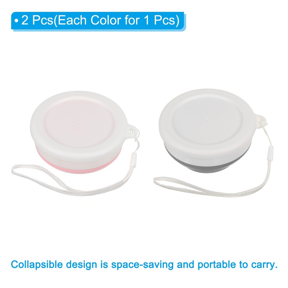 Folding water bottle, 2pcs 200mL, grey pink