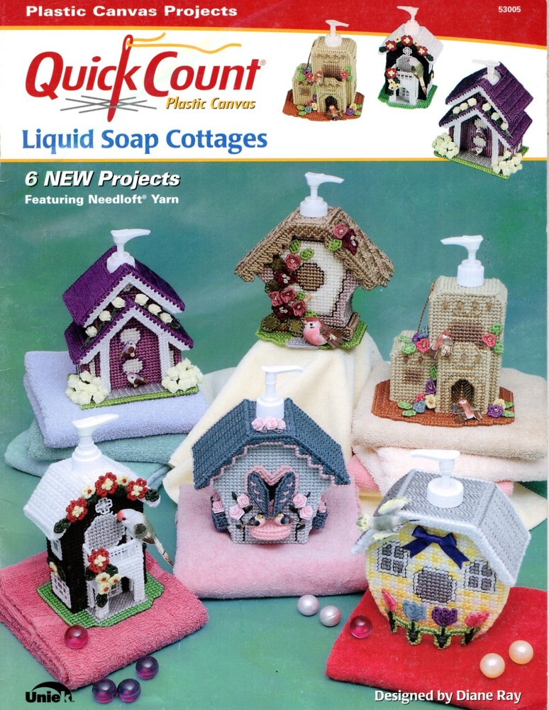 Needlecraft Liquid Soap Cottages Plastic Canvas Patterns Book Quick Count 53005