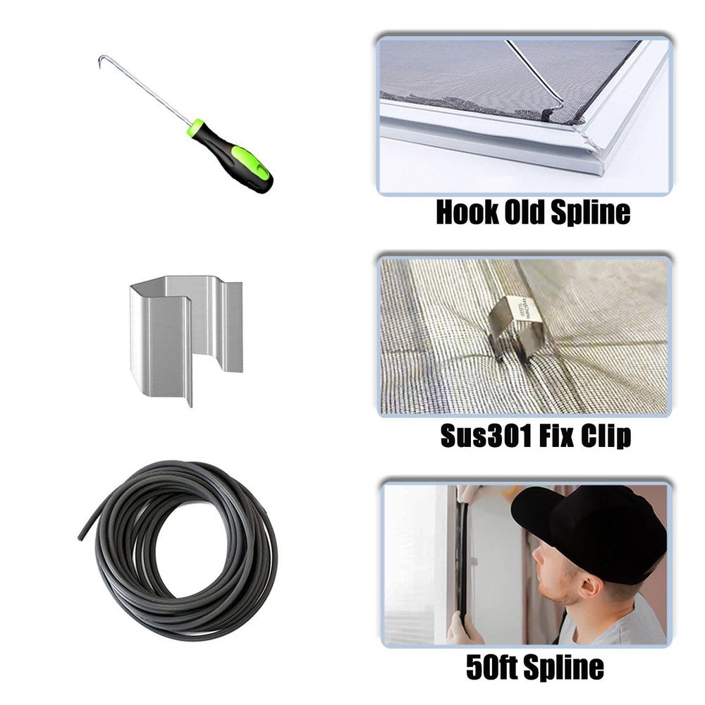 Window Screen Door Repair/Replacement Kit, Include Black Screen Mesh 48"x118"...