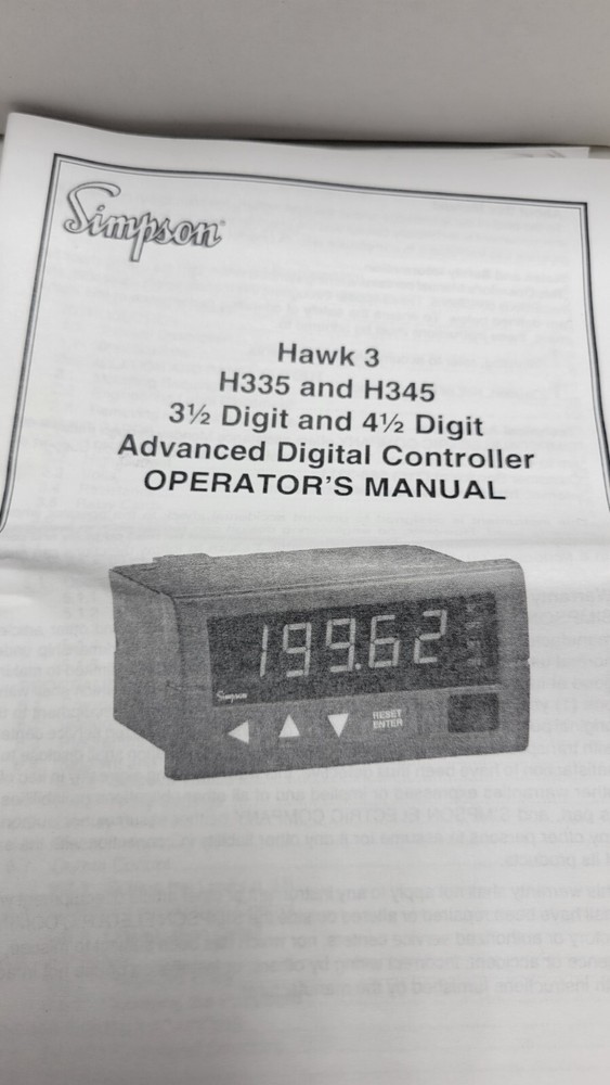 Simpson H335 Advanced Digital Controller Input & Display