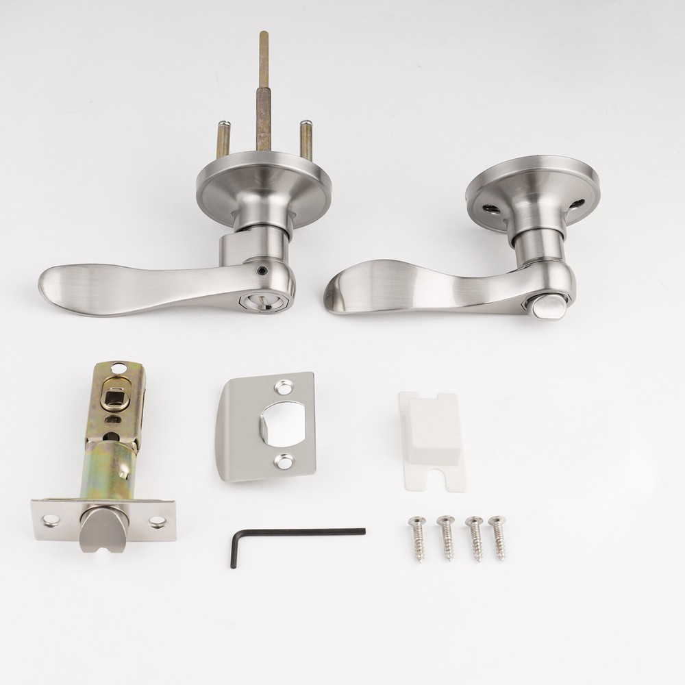 Brushed Nickel Round Door Knobs Privacy Passage Wave Door Levers Entry Locks