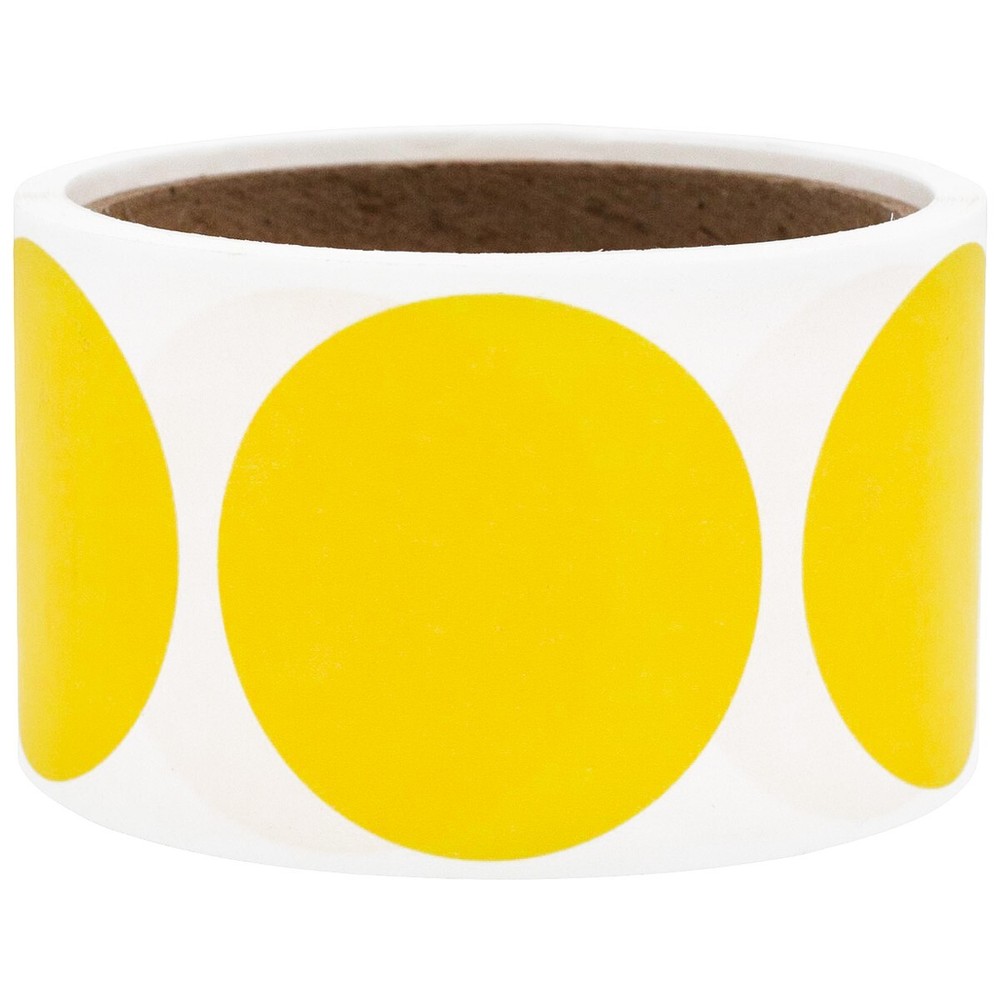 Yellow Round Dissolvable Labels | 2" Inch Round | 200 Per Roll