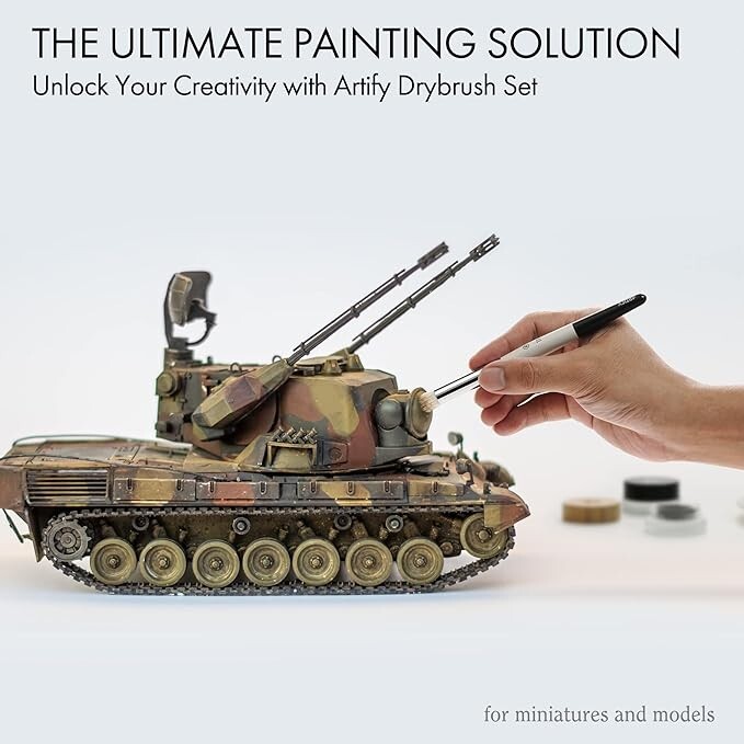 ARTIFY Drybrush Set with Dampening Pad and Brush Soap 5 Sizes Professional Brush