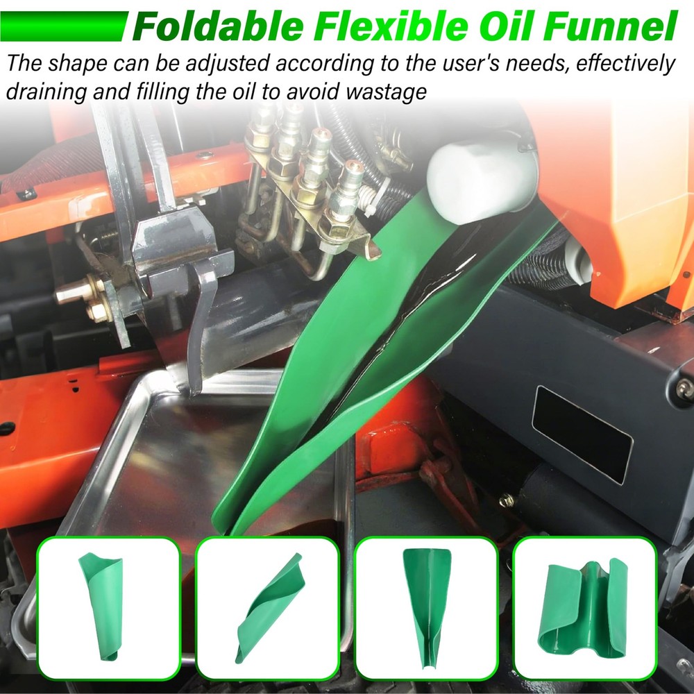 Flexible Oil Funnel set Multi-Purpose Reusable Draining Tool Green