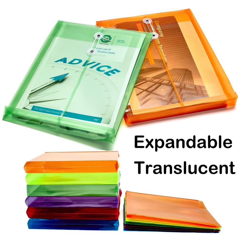 FANWU 12 Pack Assorted Colors Plastic Envelopes Poly Envelope Expandable File Do