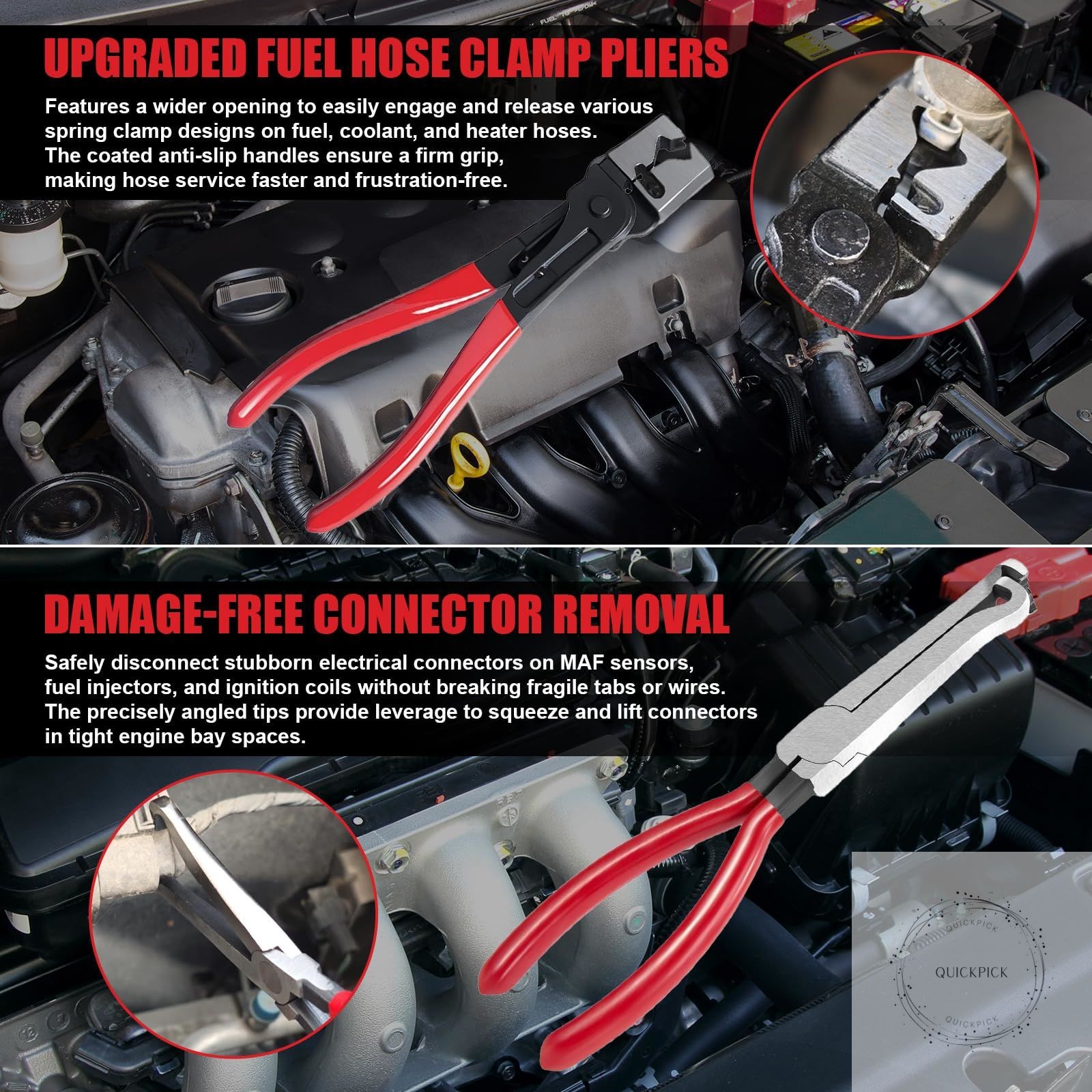 Electrical Disconnect Pliers Set, 5-Piece Professional #45 Steel Kit for Sensor