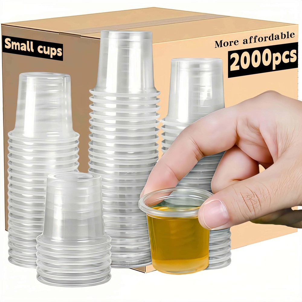 Cynohesta Bulk Mini Plastic Shot Glasses Disposable Small 1OZ, Transparent