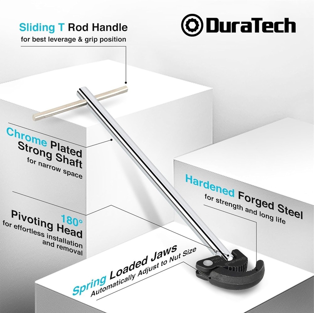Adjustable Basin Wrench with Spring-Loaded Jaws for Easy Plumbing Access
