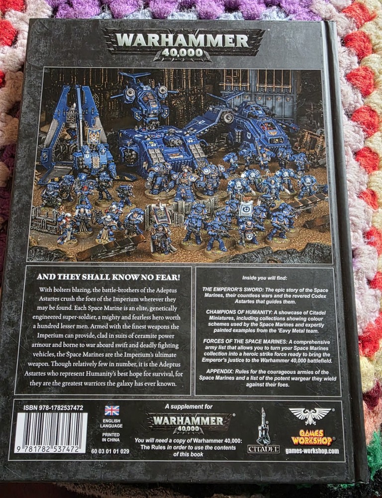 Warhammer 40k Codex adeptus astartes Space Marines hardcover book