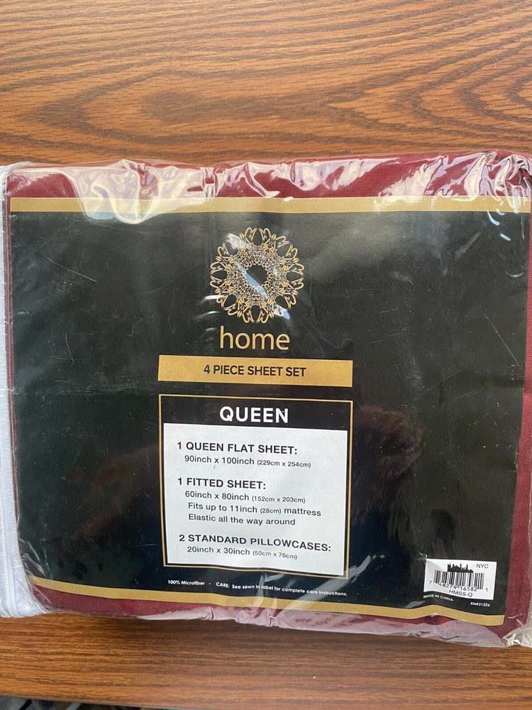 Home 4 Piece Sheet Set Queen Soft as Clouds Red Microfiber BS015