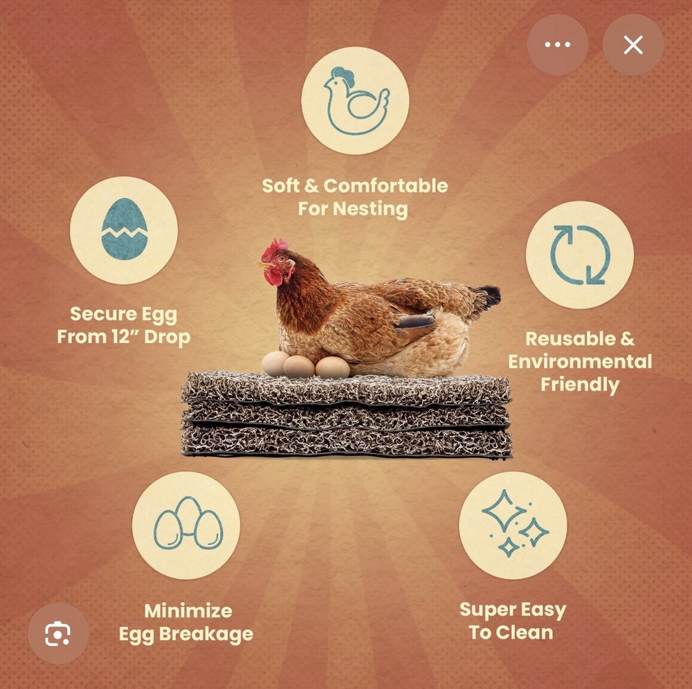 Washable Chicken Nesting Box Pads 6 Pcs Reusable Hens Nest Bedding Artificial