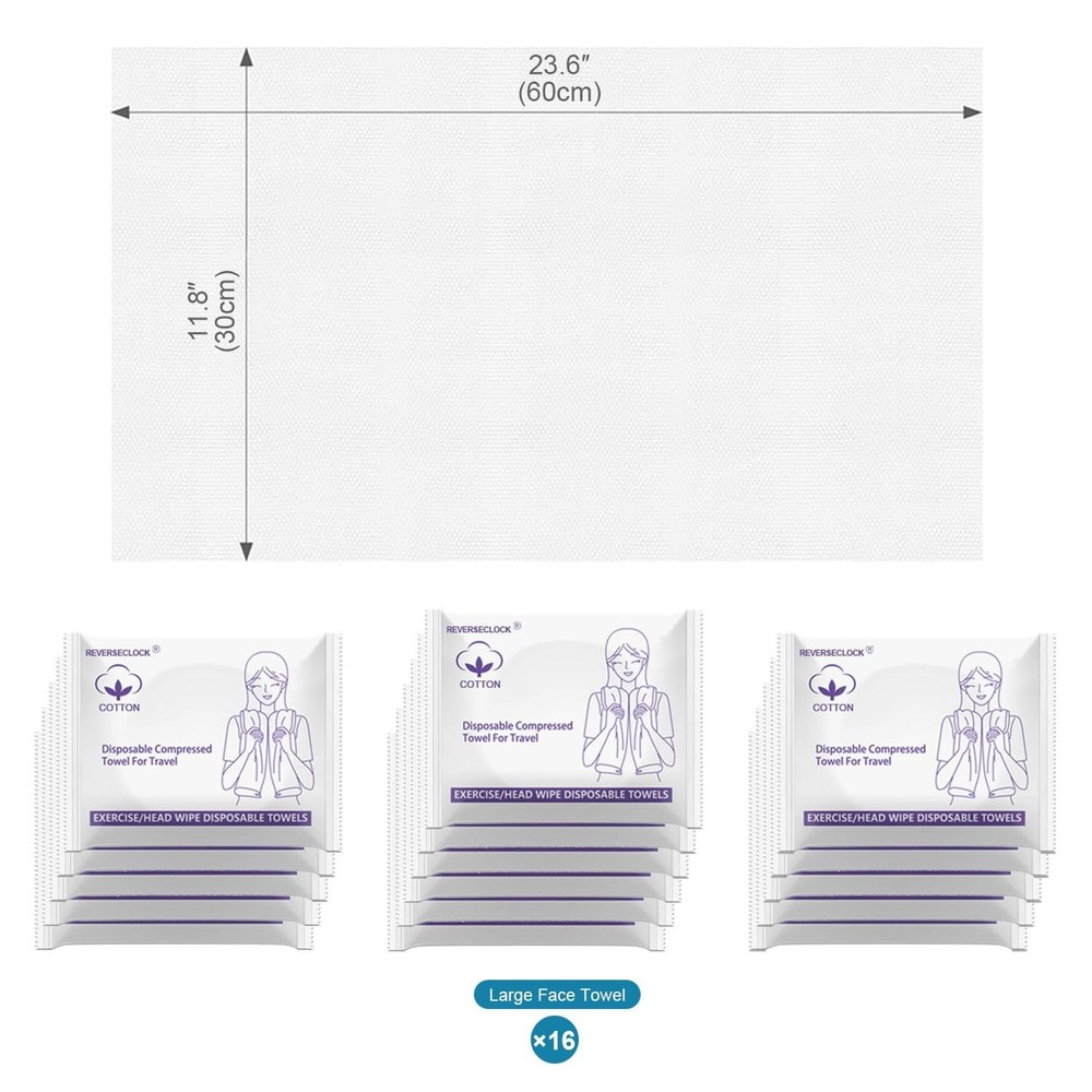 Extra Large 23 x 12 inch Disposable Compressed Towel, 16 Pack Expandable Bulk...