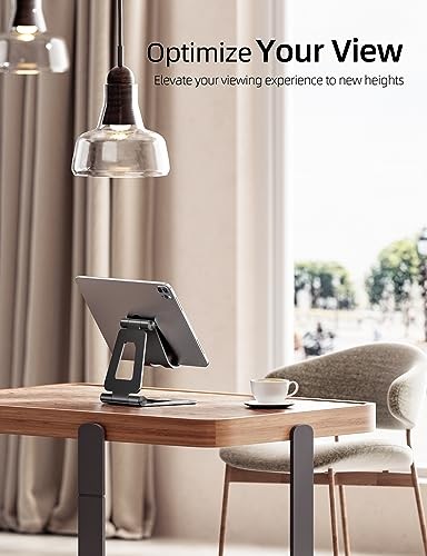 iPad Stand with Cord Holder, Fully Adjustable Foldable Desktop Tablet A-Black