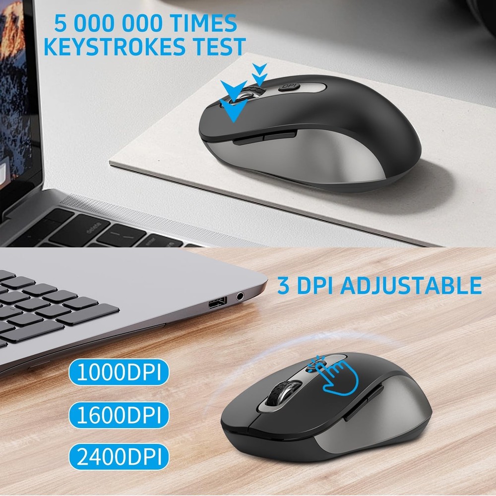 Wireless Mouse and Keyboard Combo, Full-Size Computer Keyboard with Calculato...