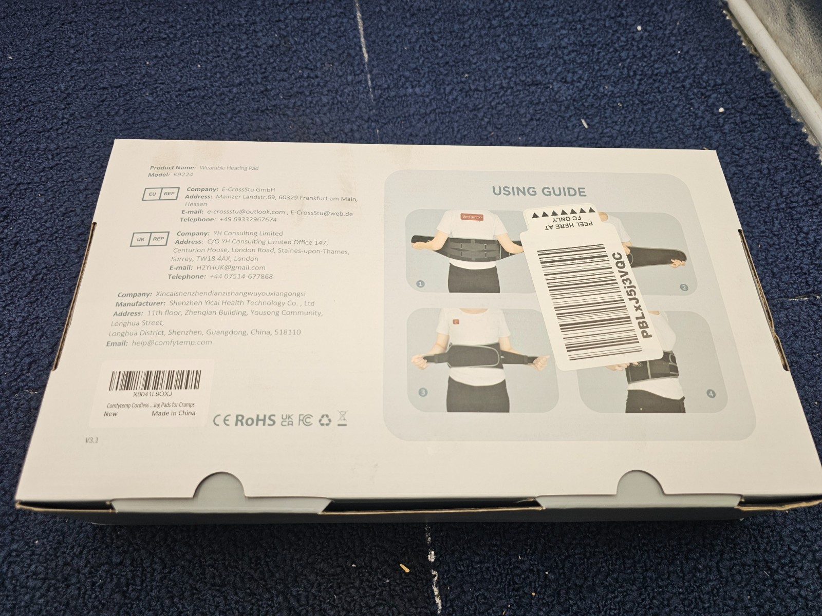 Comfytemp K9224 Cordless Heating Pad with Massager for Back Pain Relief