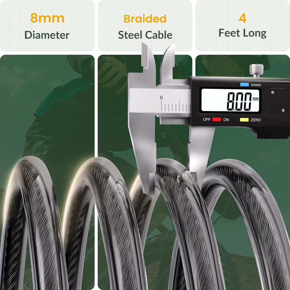 Titanker Bike Lock Cable, 4 Feet Cable Basic Self 4FT, Black-8mm
