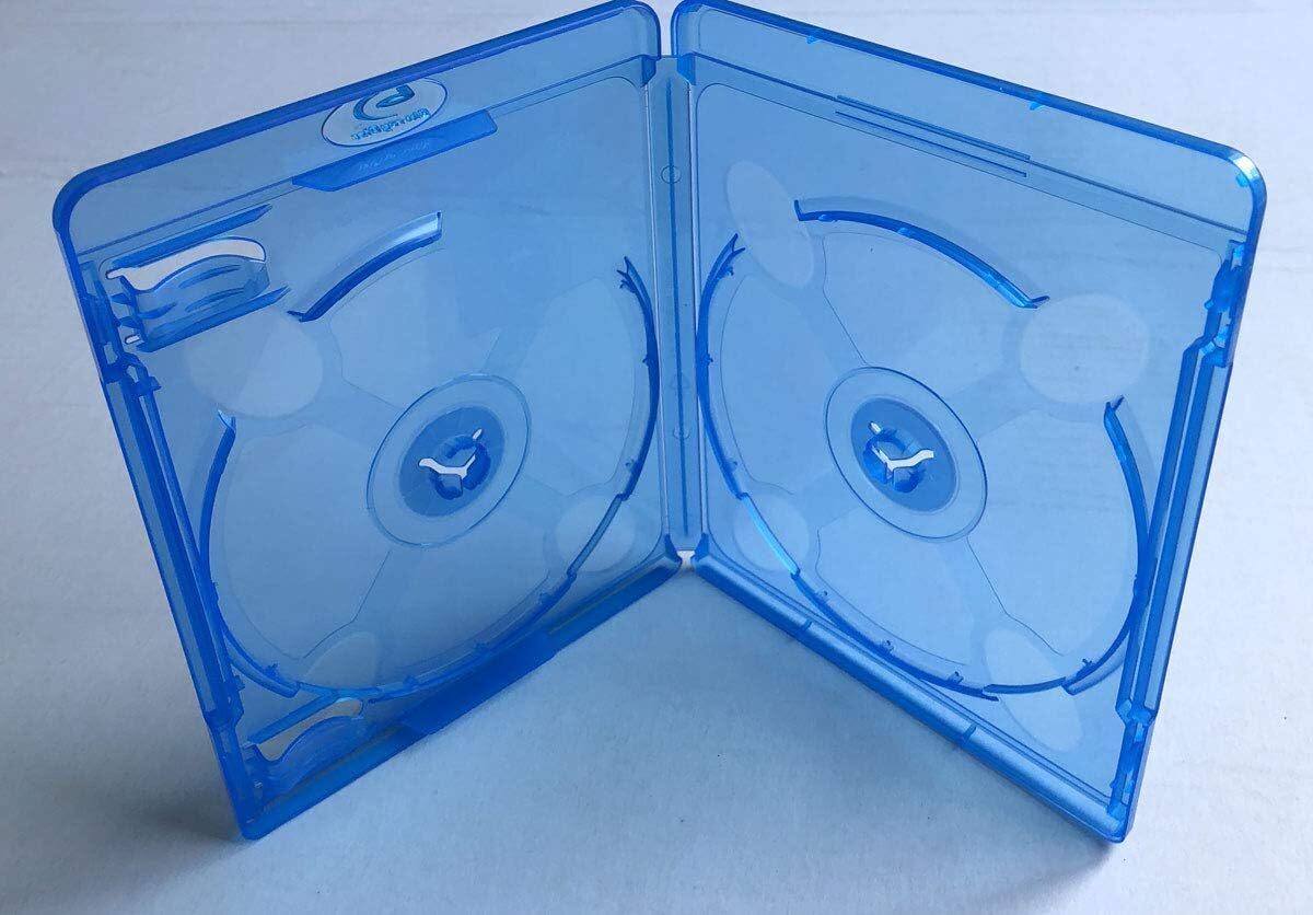 DOUBLE Discs Standard Blue Replacement Boxes Cases for Blu-Ray 2-Disc Movies DVD