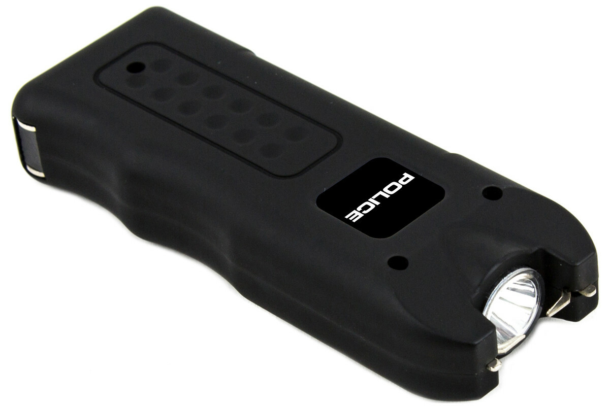 POLICE Stun Gun 628 700 BV Rechargeable LED Flashlight Siren Alarm Black