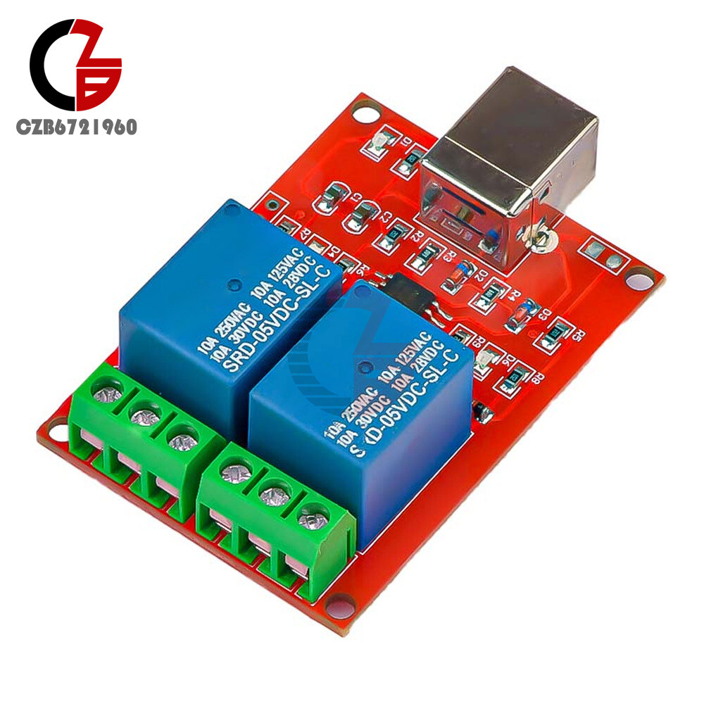 2 Channel USB Relay Module DC 5V Programmable Computer Control For Smart Home
