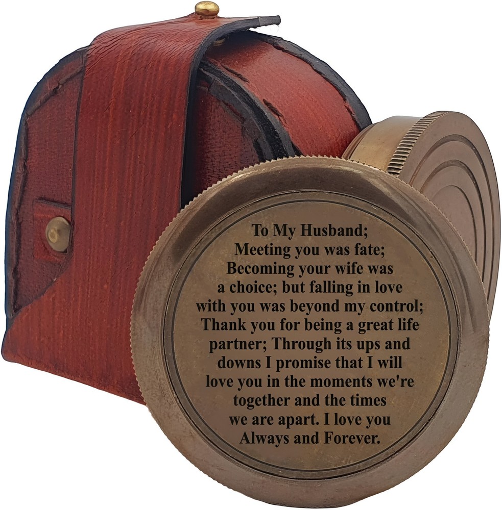 Engraved Brass Compass for Husband – Romantic Keepsake Gift,