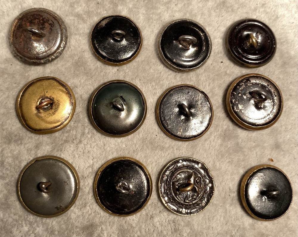 12 Antique Button Picture Metals Assorted 3/4” Diameter
