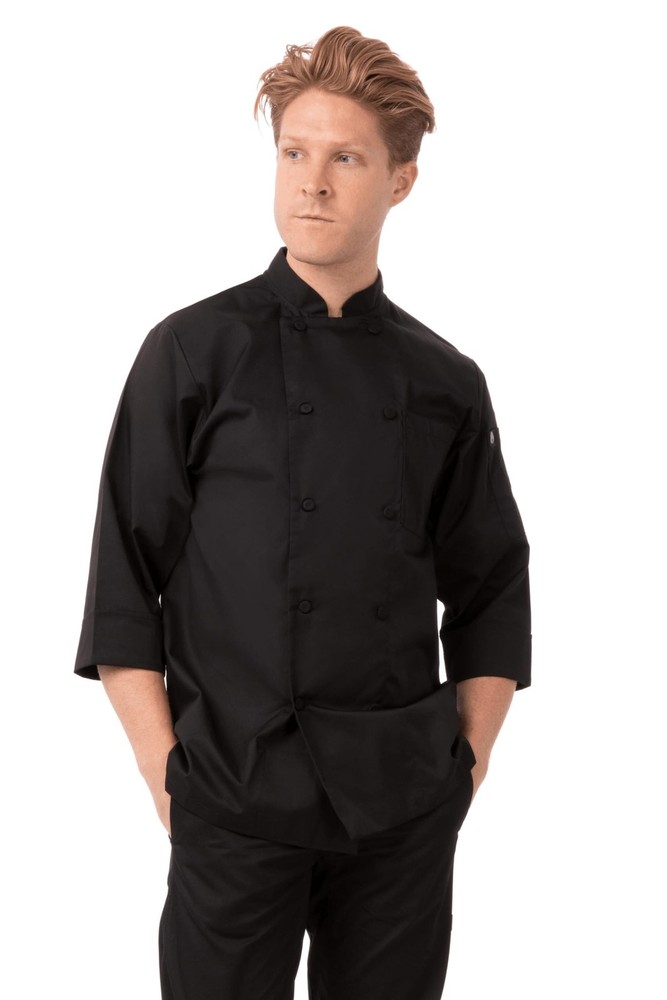 Men's Morocco Chef Coat, Black, Large