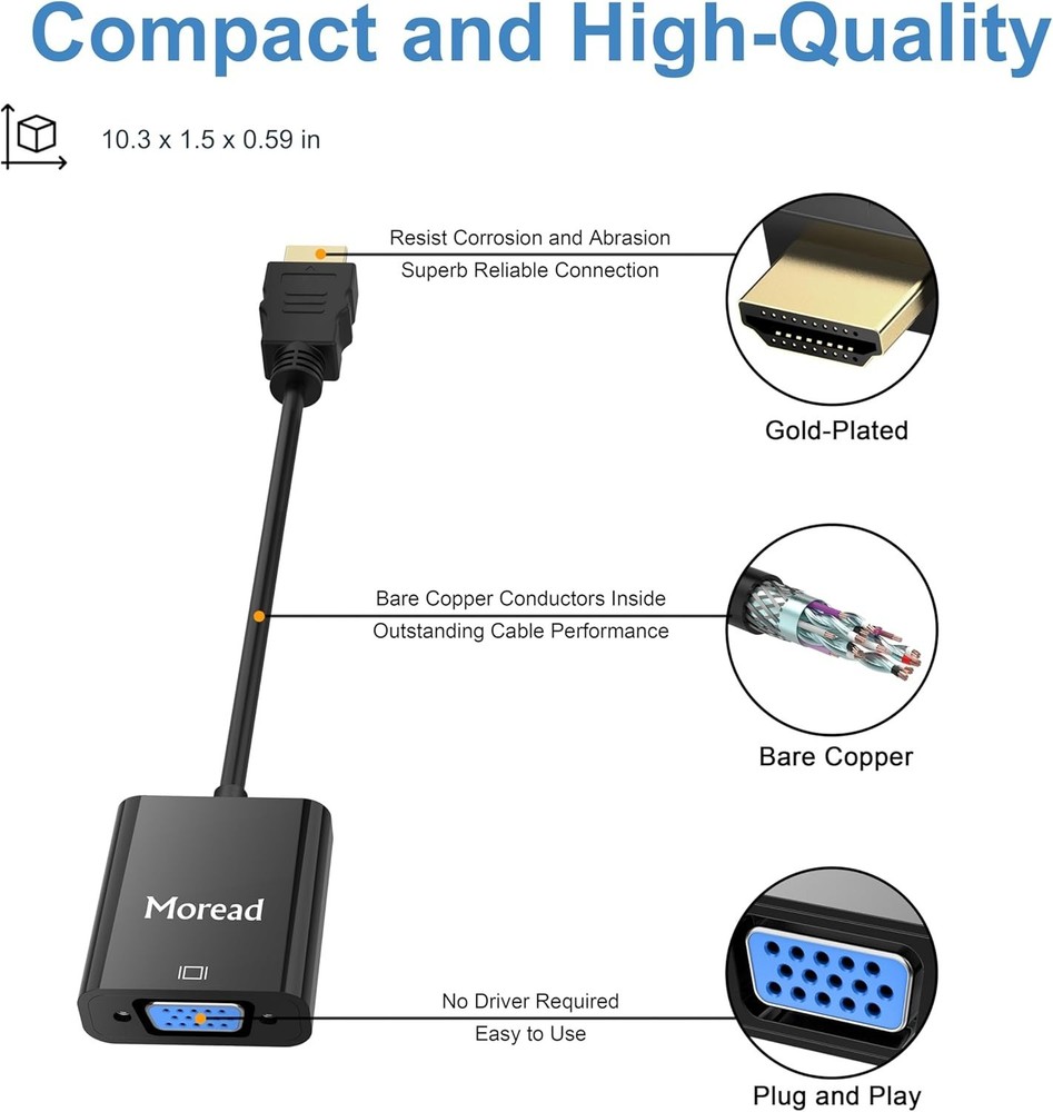 HDMI to VGA Adapter with 5- - Essential for Your Tech Setup