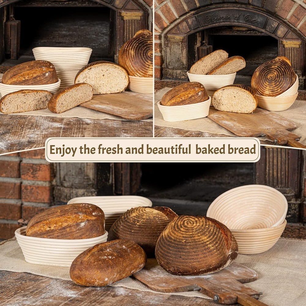 Yeast Bread Baking Supplies Starter Kit, Oval Leavening Basket