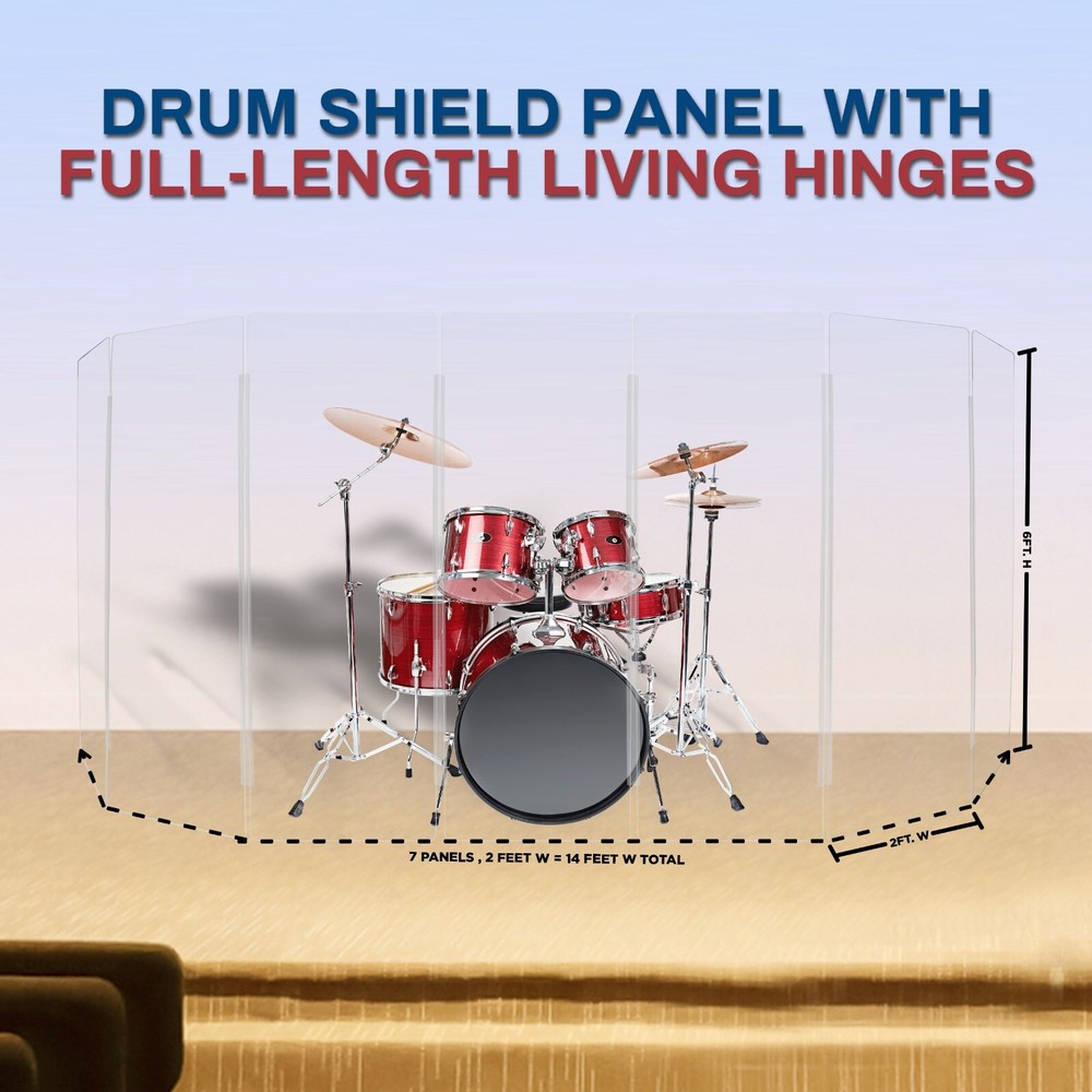 Acrylic Drum Shield Drum Screen DS7 L with Full length Hinges Total Height 6ft