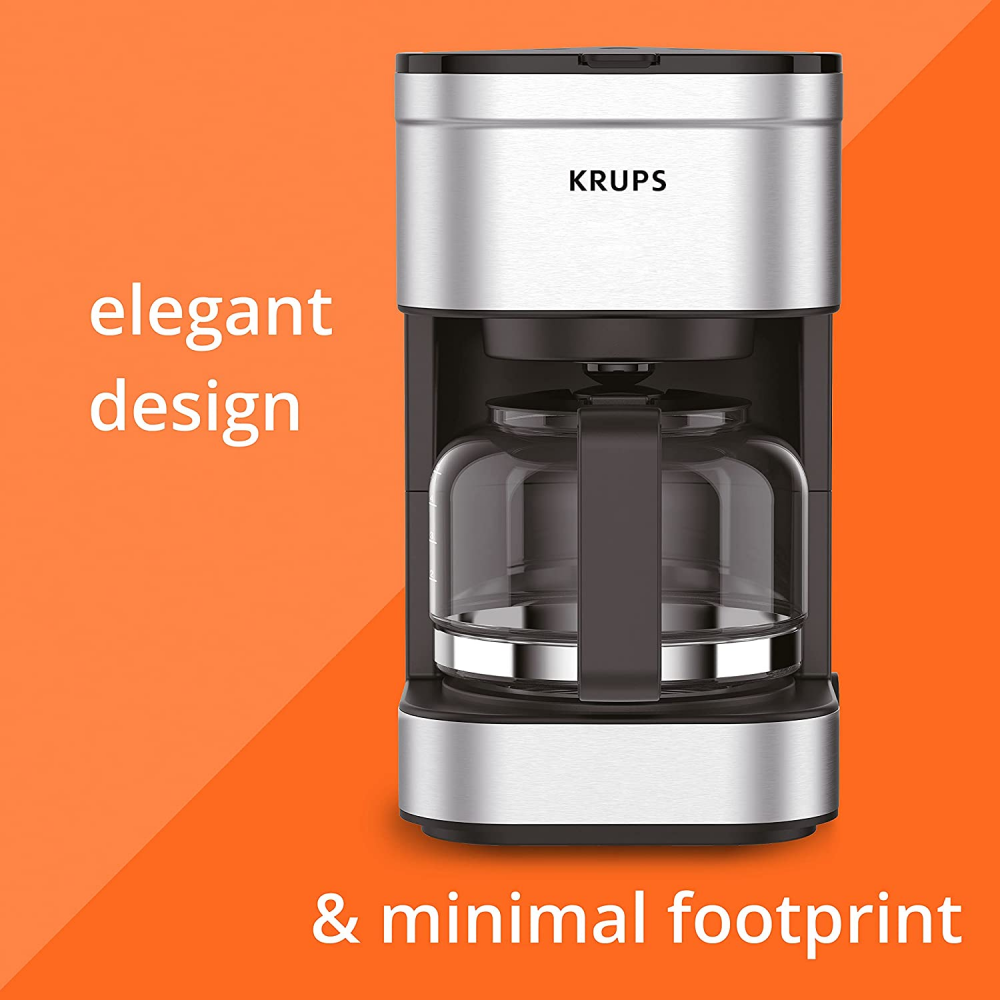 KRUPS Simply Brew Compact Filter Drip Coffee Maker, 5-Cup, 5-cup, Silver